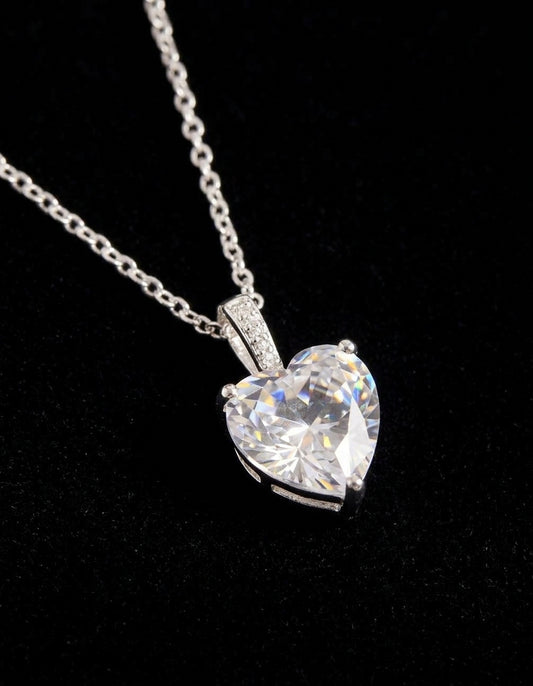 Sterling Silver Cubic Zirconia Heart Necklace